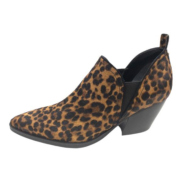 MARC FISHER  Dalaran  Leopard Calf Hair Pointed Toe Ankle Booties 7.5 Women's - Picture 1 of 13